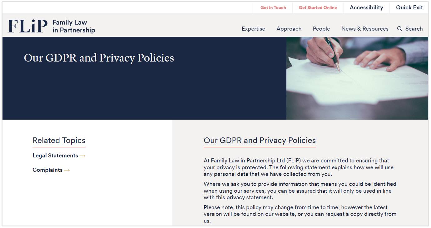 halaman kebijakan privasi